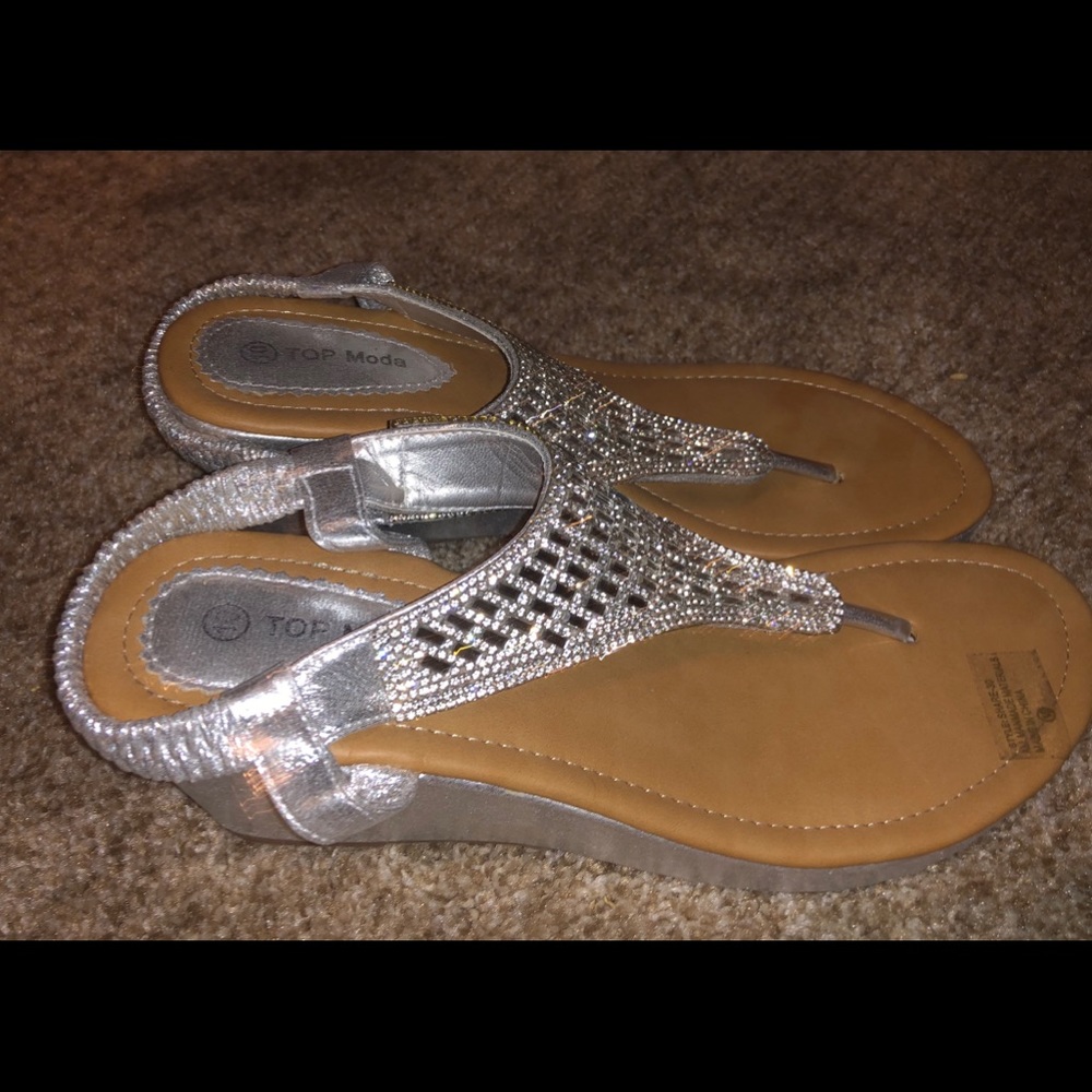 Top Moda Silver Wedge Sandals